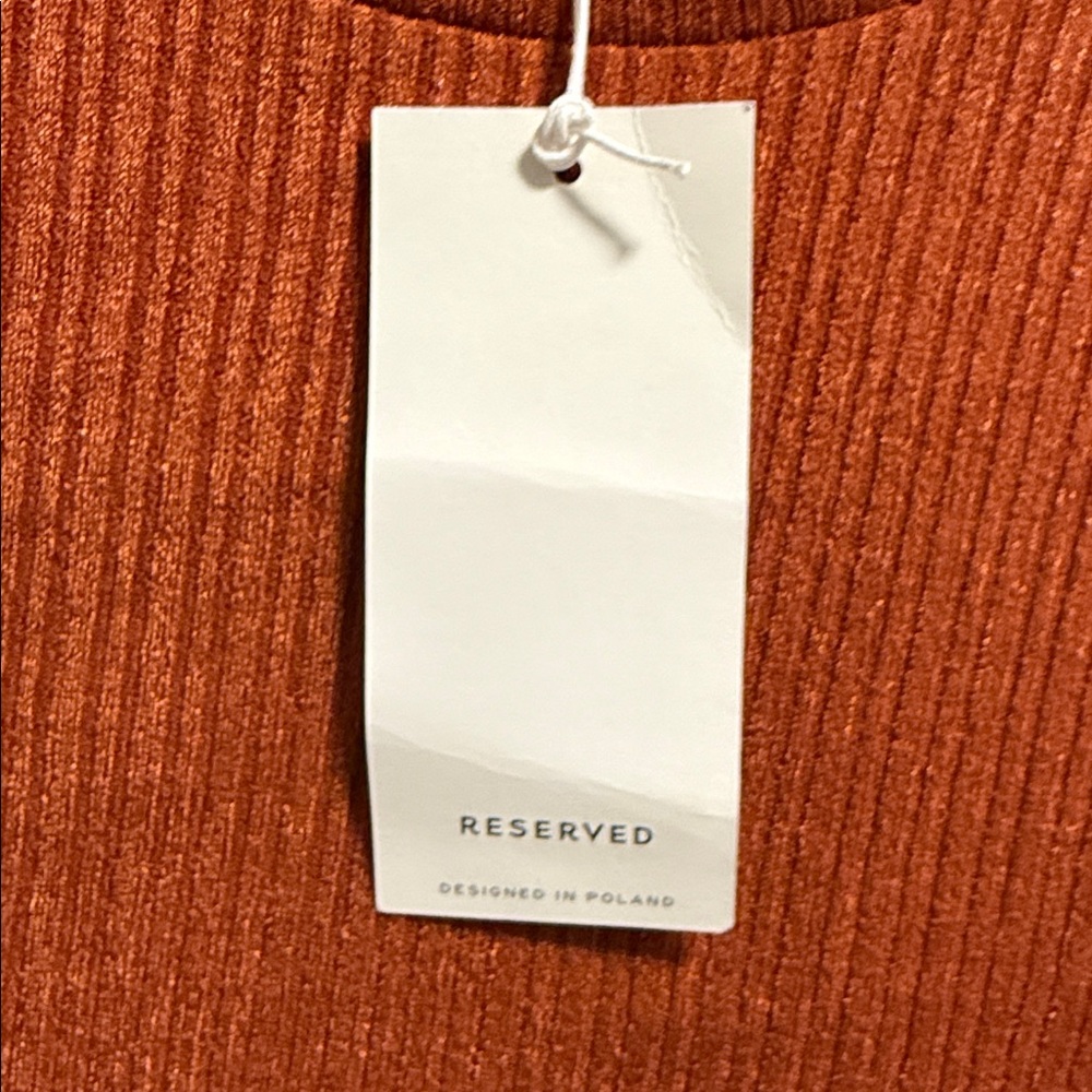 RESERVED Rust Ribbed Long Sleeve Top - Picture 7 of 7